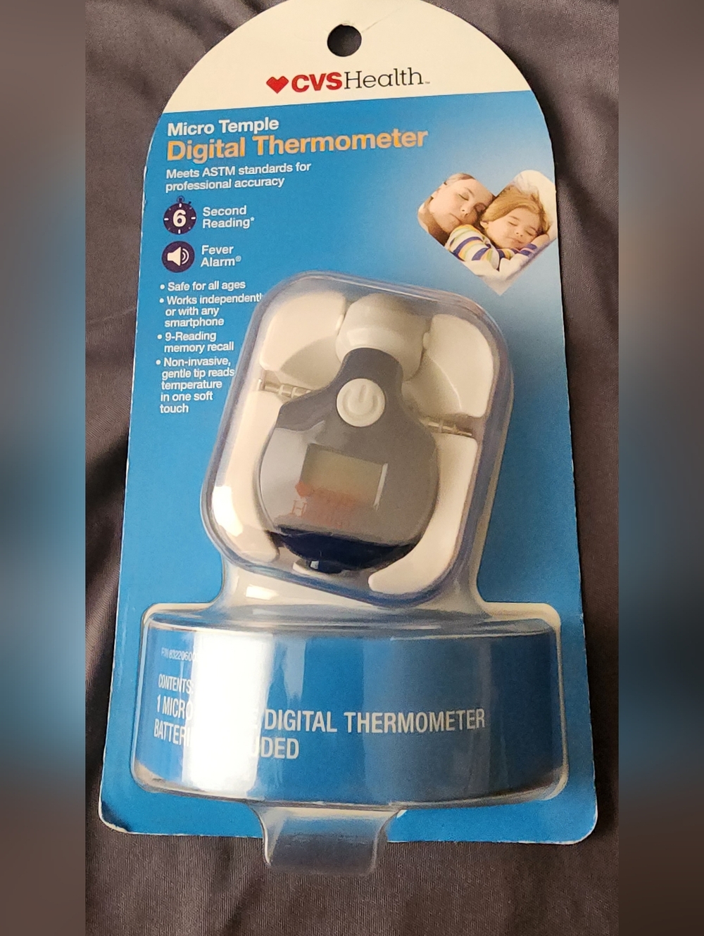 CVS Health Micro Temple Digital Thermometer - Blue New